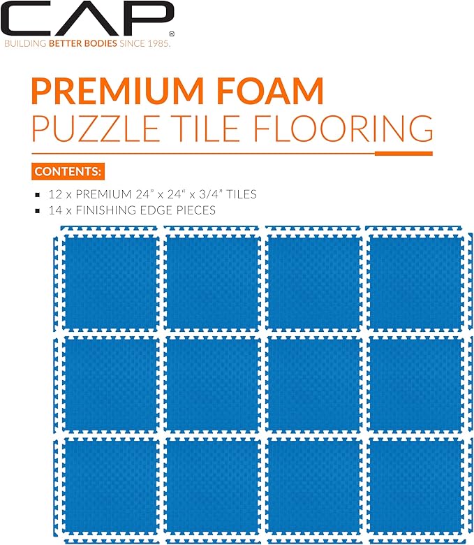 CAP Puzzle Exercise Mats | 3/4” Thick EVA Interlocking Foam Tiles for Home Gym Flooring | Multiple Options