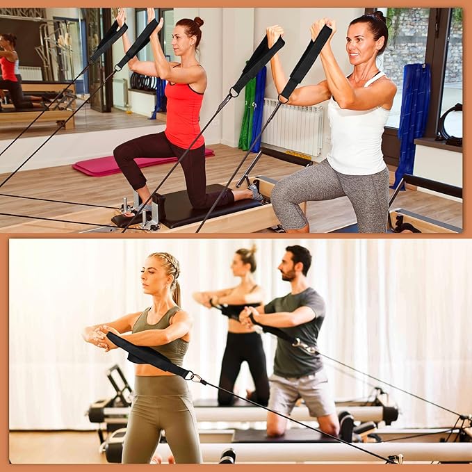 TOBWOLF Pilates Straps - Double Loop D-Ring Straps for Reformer, Padded, Home Gym Workout