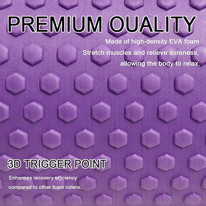 35“ High Density Fitness Foam Roller, Super Soft Round PE Foam Roller Exercises Yoga, Stretching, Deep Tissue&Muscle Recovery Relieves Muscle Pain, Improves Mobility & Circulation (Purple)