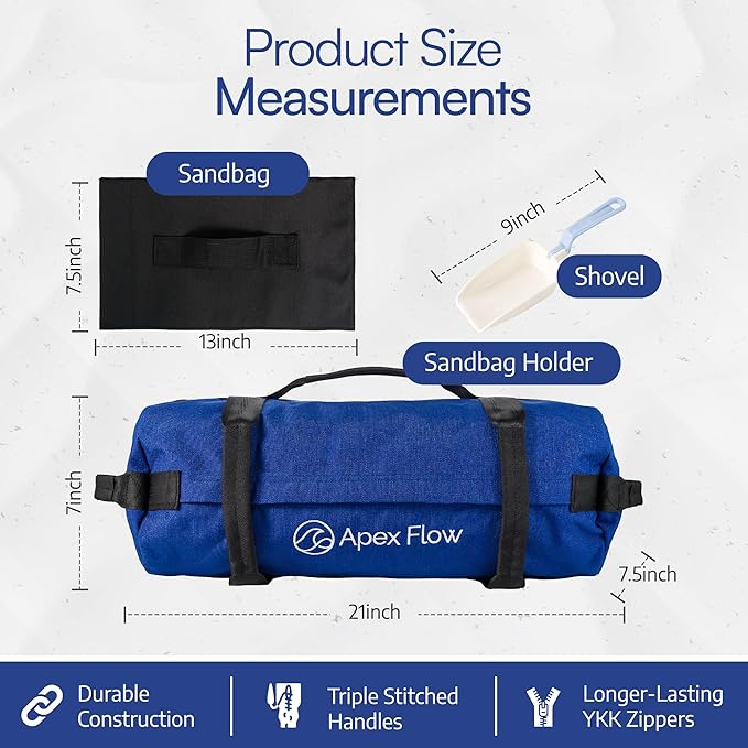 APEX FLOW Sandbags for Working Out – 1000D Nylon Weighted Training Bag with 4 Inner Sandbags, 8 Handles – Adjustable 40lb Sand Bag for Weight Training, Fitness, and Travel