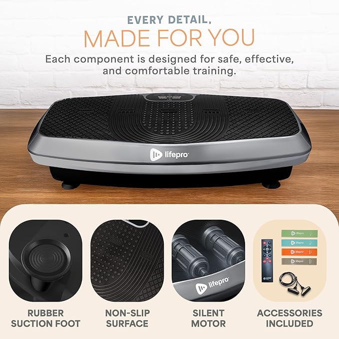 Lifepro Hovert 3D Heavy Duty Vibration Plate Machine – Sturdy Dual Motor Platform with Lateral & 3D Motion – Full Body Workout for Strength, Balance, Recovery & Circulation
