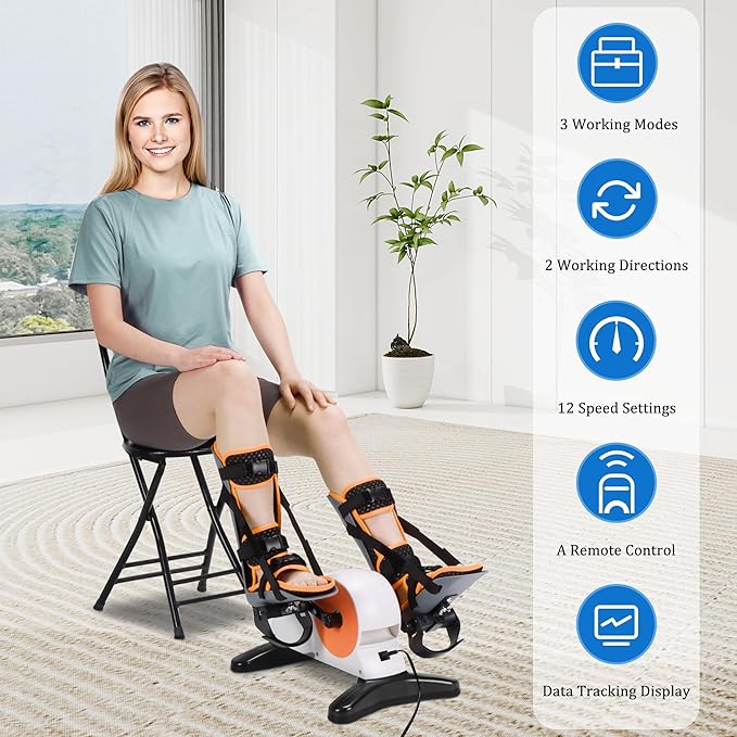 Electric Pedal Exercise Bike with Leg Support, Physical Therapy Exercise Pedal Exerciser Assist Leg, Knee, Foot, Arm Recovery Equipment for Home, Office Elderly