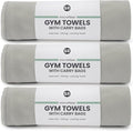 S&T INC. Gym Travel Towel, 3 Pack, Cooling Towels for Camping, Yoga, Home and Gym Bag, 3 Storage Bags Included, 12 Inch x 40 Inch, Microfiber, Grey