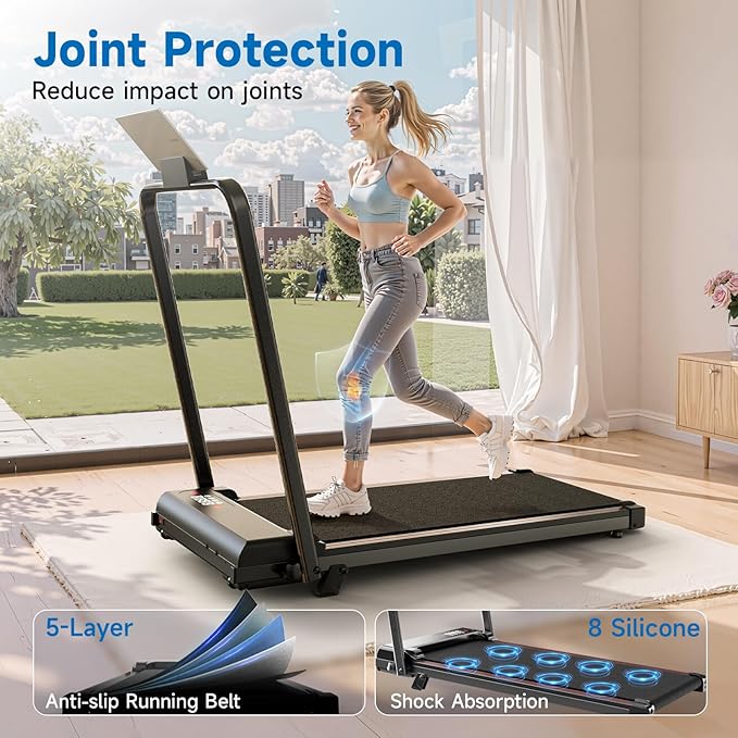 Walking Pad Treadmill with Handle Bar,Walking Pad with Incline 8%,2.5HP Quiet Under Desk 320 lbs 2 in 1Treadmills for Home Office,Compact Foldable Walking Pad,Remote Control&LED Display