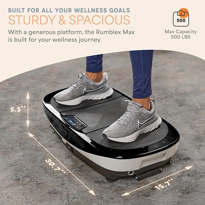 Lifepro Rumblex Max 4D Black Vibration Plate Exercise Machine with Loop Resistance Bands for Home Fitness Shaping Training Recovery Tone & Strength