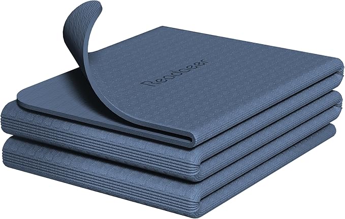 Readaeer Foldable Yoga Mat for Travel Folding Yoga Mat 6mm Thick with Carrying Bag, Non-Slip TPE Exercise Pilates Mat for 72" L x 24" W x 0.24 Inch