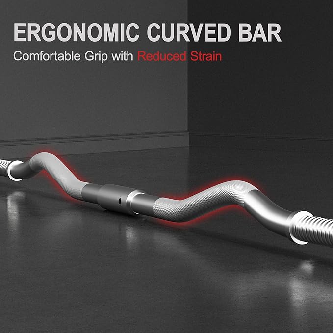 Yaheetech Barbell Set Olympic Curl Bar Weights & 2 Olympic Barbell Clamps Strength Training Bars