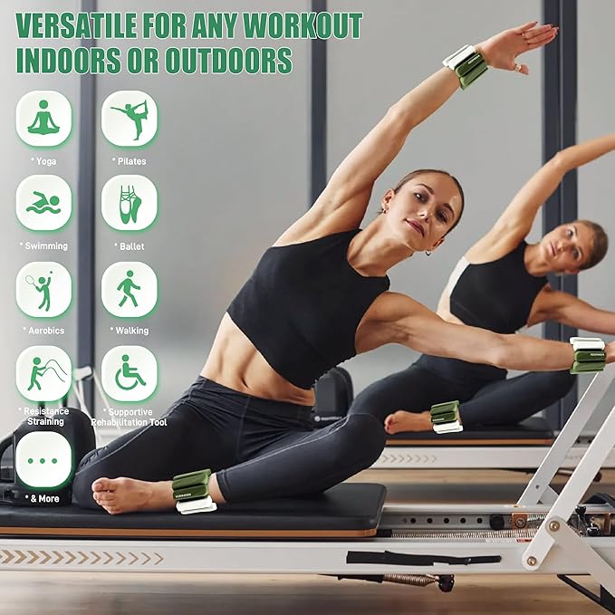 Wrist & Ankle Weights for Women and Men, 2lbs/4lbs Pairs Adjustable Silicone Weighted Bangles for Arm & Leg Workouts, Perfect for Pilates, Barre, Yoga, Walking & Home Fitness 24055