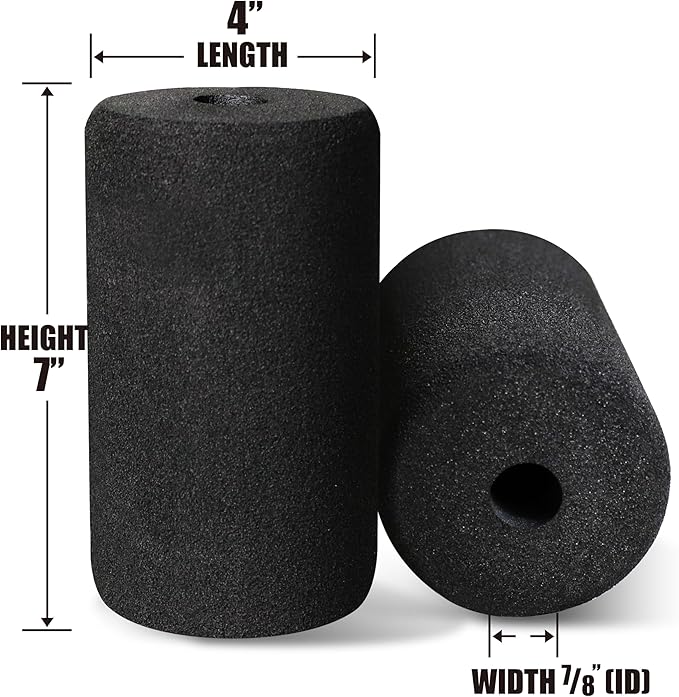 WF Athletic Supply Foam Foot Pads, Foam Roller for Gym Exercise Machines Equipment Replacements, Roller Pad for Leg Extension, PEC Deck Pads for Weight Bench, Sold by Pair (7” x 4” OD x 0.875” ID)