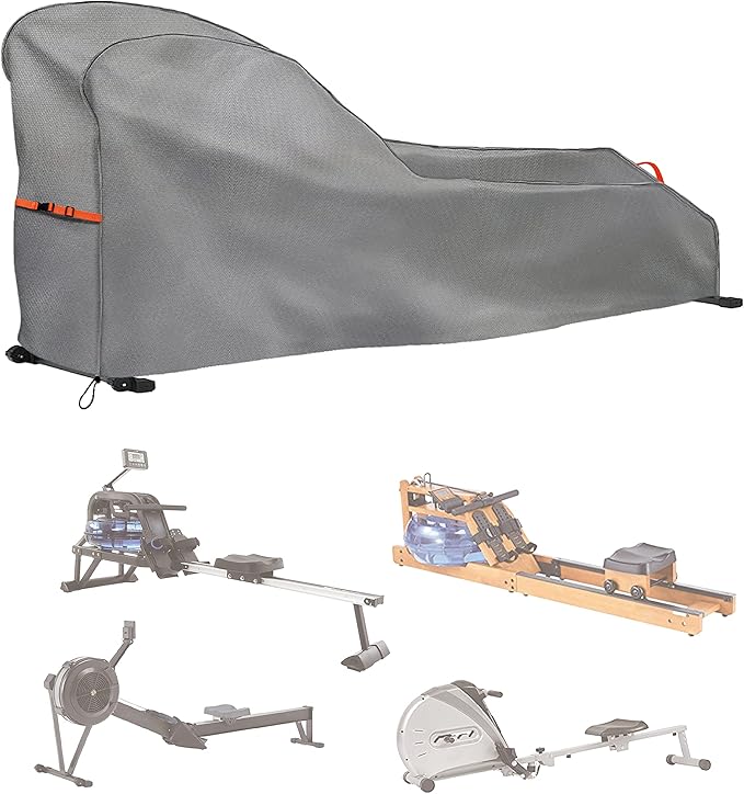 Rowing Machine Cover Waterproof – Heavy Duty Oxford Fitness Equipment Protector, Dustproof UV-Outdoor Rower Cover with Buckles and Drawstring, Fits Most Rowing Machines up to 112" L x 24" W x 40.5" H