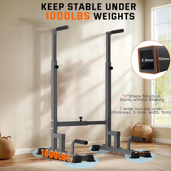 Dip Bar Attachment for 2"x2" Squat Rack, Heavy Duty Power Rack Attachment with 5/8" or 1" Hole
