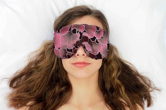 Handmade Weighted Sleep Eye Mask Yoga Pillow - Flax Seed Fill - Lavender Scented - Chocolate Ginkgo - TEMFL-CG
