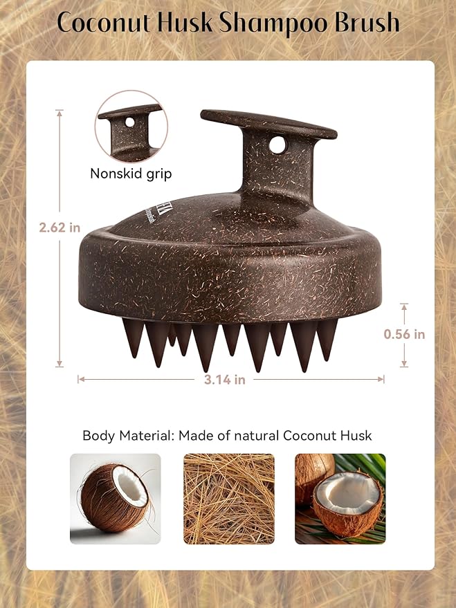HEETA Scalp Massager Hair Growth, Soft Silicone Scalp Scrubber Shampoo Brush for Exfoliation, Dandruff Removal & Head Massage Stress Relax, Wet & Dry Use for Thick, Thin Hair Care, Dark Brown