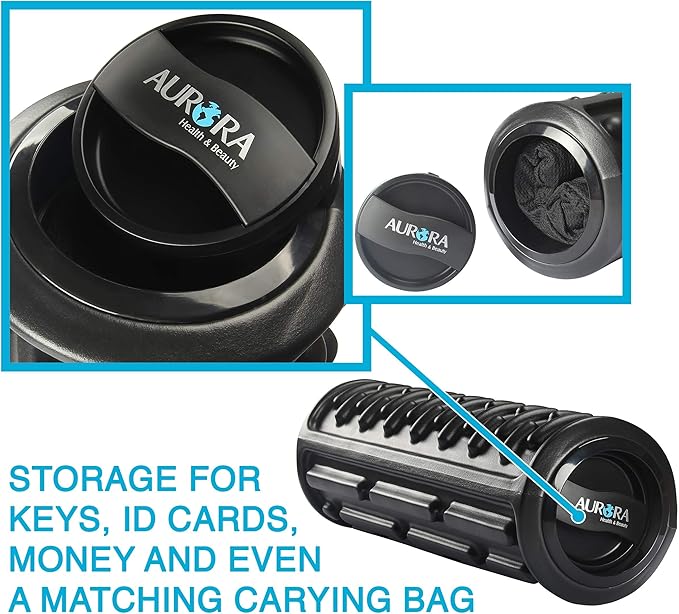 Aurora Health & Beauty Vibrating Foam Roller Massager - 3-Speed Deep Tissue Therapy for Muscle Recovery & Pain Relief, Portable Ergonomic Design