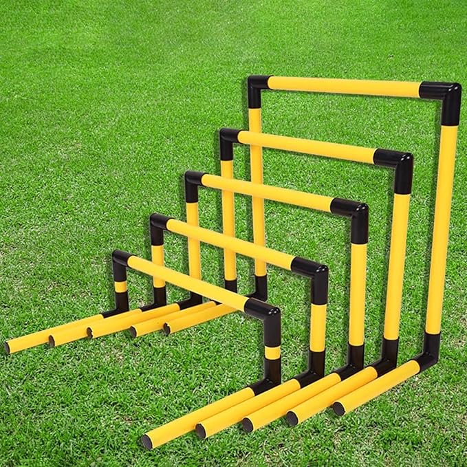 Portable Hurdles Training Equipment, 5 Pack Different Height Hurdles for Kids, Plastic Soccer Agility Workout Trainer Kit, Track and Field Hurdles (Color : Yellow)
