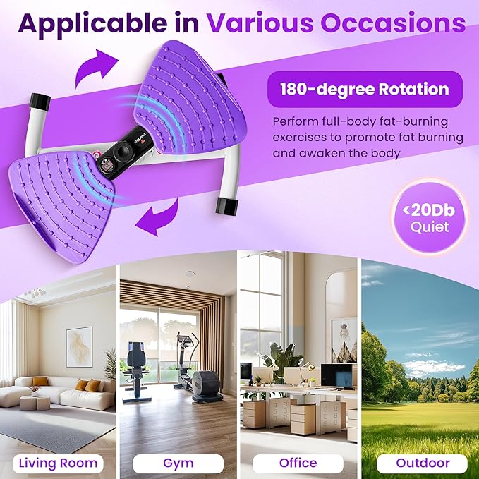 Waist Twister Machine Exercise with Digital Counter for Men and Women - Adjustable ab Twister Board for Stomach Workout - 300LB Capacity, 20dB Ultra-Quiet Noiseless Board with Extra Accessories