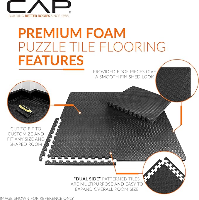 CAP Puzzle Exercise Mats | 1” Thick EVA Interlocking Foam Tiles for Home Gym Flooring | Multiple Options