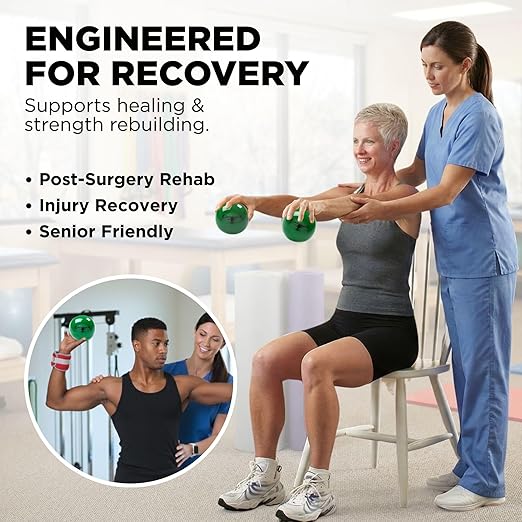 THERABAND Soft Weight, 4.5" Diameter, Weighted Balls for Baseball, Weighted Balls for Softball, Hand Held Ball Shaped Isotonic, Shoulder Strength, Rotator Cuff & Throwing Trainer, Green, 4.4LB