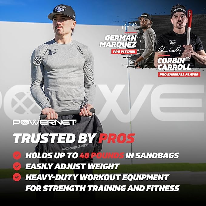 PowerNet PowerPro Sandbag, Holds Up to 40 Pounds in Sandbags, Heavy-Duty Workout Equipment for Strength Training and Fitness, Home Gym Exercise Equipment, Workout Guide Included
