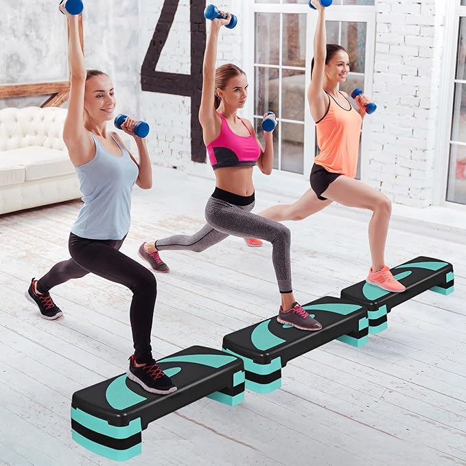 HomGarden Adjustable Workout Aerobic Stepper in Fitness & Exercise Step Platform Trainer Stepper w/Risers Adjust 4"-6''-8''