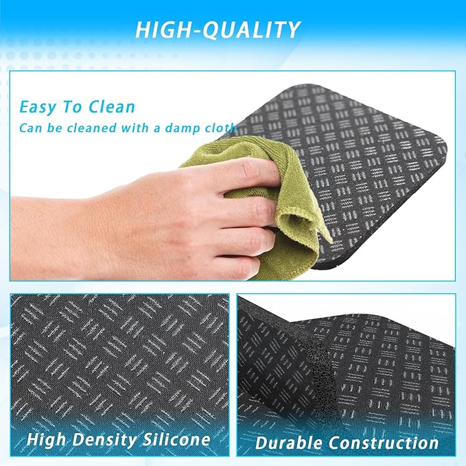 Anti-Slip Equipment Mats for Under Desk Pedal Exerciser 4 Pack 4" x 4" x 0.2" Double-Sided Silicone Pads Durable Floor Protectors for Elliptical Machines Leg Exercisers Treadmills