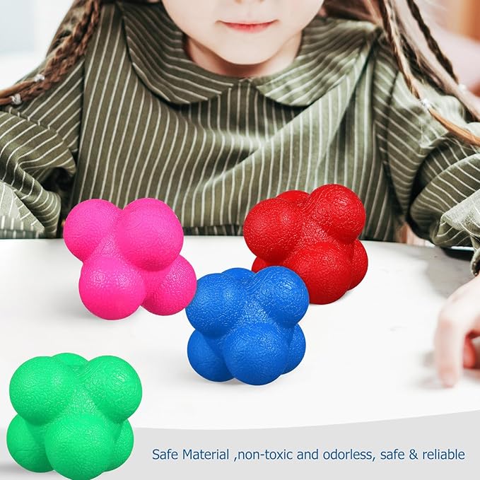 Luxshiny 6 Pcs Hexagonal Reaction Balls Reflex Training Equipment, 7cm High Difficulty Fitness Balls for Speed Agility Soccer Goalkeeper Exercise, Set