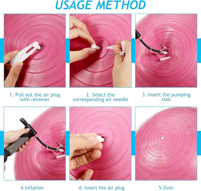 Skylety 16-Piece Exercise Ball Plug Replacement Kit with Needle, Nozzle, Rubber Hose, and Balloon for Yoga, Volleyball, Soccer, Basketball, and Other Inflatable Toys