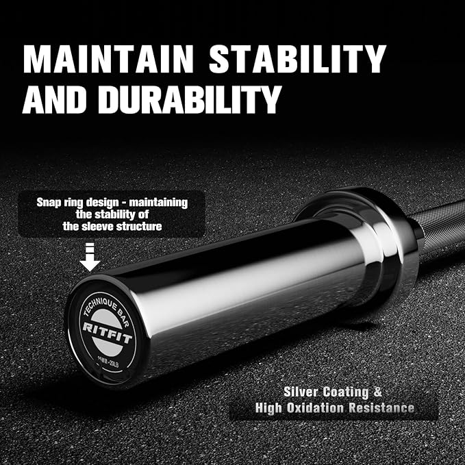 RITFIT Olympic Barbell 4ft/6ft - 2 Inch Weight Bar for Strength Training, Weightlifting, Squat, Deadlift, Bench Press, Curl, Overhead Press - 350lbs/500lbs Capacity