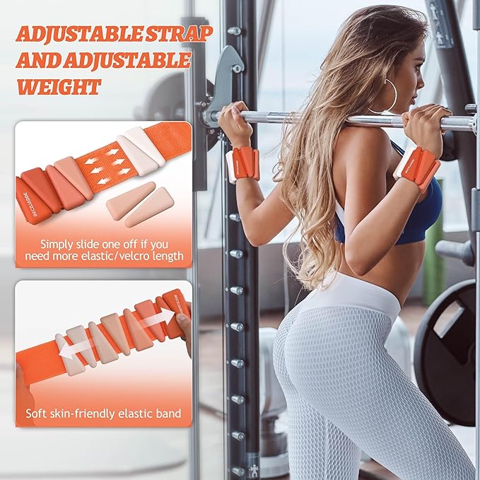 Ankle Weights for Women Wrist Weights Set of 2 (1 lb/2 lb Each) Adjustable Arm Leg Weight for Womens Men Suitable for Walking Swimming Running Pilates Yoga Gym