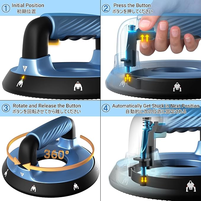 READAEER Push Up Bars, Rotating Handle Design with Bearings for Smooth, Effortless for a Wider Range of Motion, Handle Rotation, Wide Grips with Non-Slip Rubber Pads for Comfort Exercise