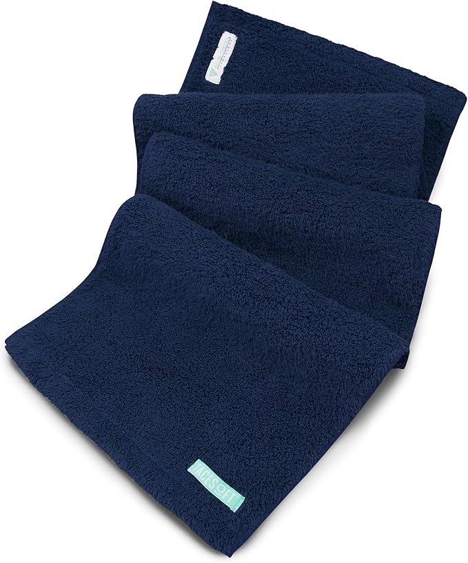FACESOFT Eco Friendly Gym Towel for Working Out - Soft and Absorbent Cotton Exercise - No Synthetic Microfibers or Plastics - Sweat Towel for Gym, Fitness, Sports, Yoga - Navy - 1 Pc