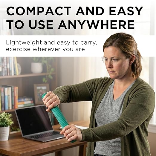 THERABAND FlexBar, Tennis Elbow Therapy Bar, Relieve Tendonitis Aches & Improve Grip Strength, Resistance Bar for Golfers Elbow & Tendinitis, Green, Medium, Intermediate