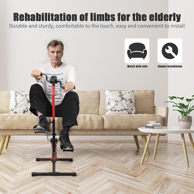 Rehabilitation Trainer Pedal Exerciser Bike for Seniors - Adjustable Hand Arm Leg Knee Peddler Machine, Upper & Lower Limb Home Fitness Equipment for Total Body Workout and Physical Therapy