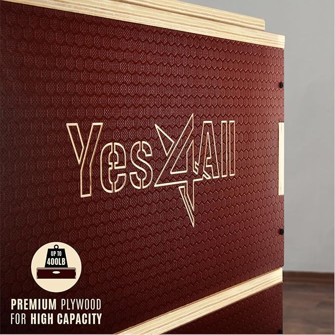 Yes4All 3 in 1 Wooden Plyo Box, Plyometric Box Platform for Jump Training, Jump Boxes for Home Gym Exercise and Outdoor Workout