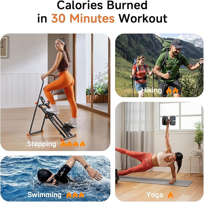 Stair Stepper for Home Gym Exercise Stairmaster for Full-Body Workout, Compact Folding Stair Climber with Extended Step Range, Adjustable Handlebar Pedal
