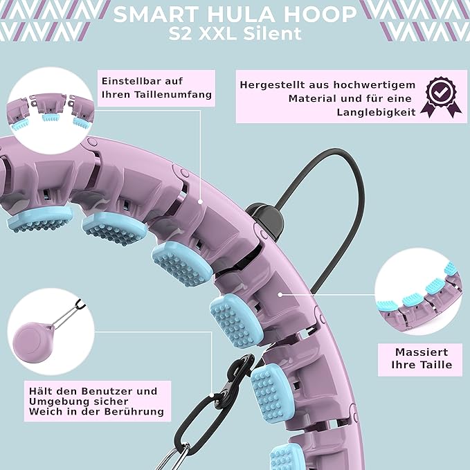 Swiss Activa+ Infinity Hoop Smart Weighted Hula Hoop with Counter - Smart Hula Hoop Fit - Exercise Hoola Hoop Exercise Equipment - Adult Hula Hoops for Exercise - Hula Hoops for Women Weight Loss