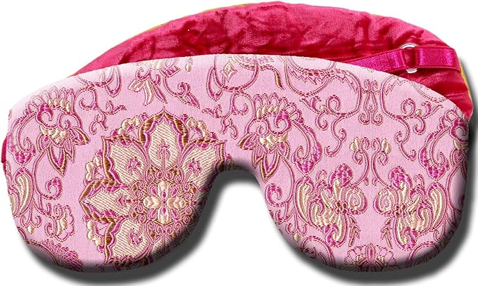 Opulence Weighted Yoga Eye Mask – Handmade Relaxation Pillow for Meditation & Savasana – Lavender Scented or Unscented, Flaxseed Filled, Satin & Velvet with Adjustable Strap