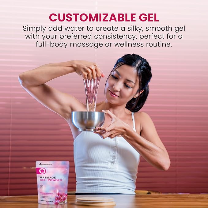 Massage Gel Powder 50g | Sakura Fragrance | Made in Japan | Smooth and Slippery Gel for Wellness and Relaxation | 50g Makes 1.32 Gallons/ 5 litres | Just Add Water