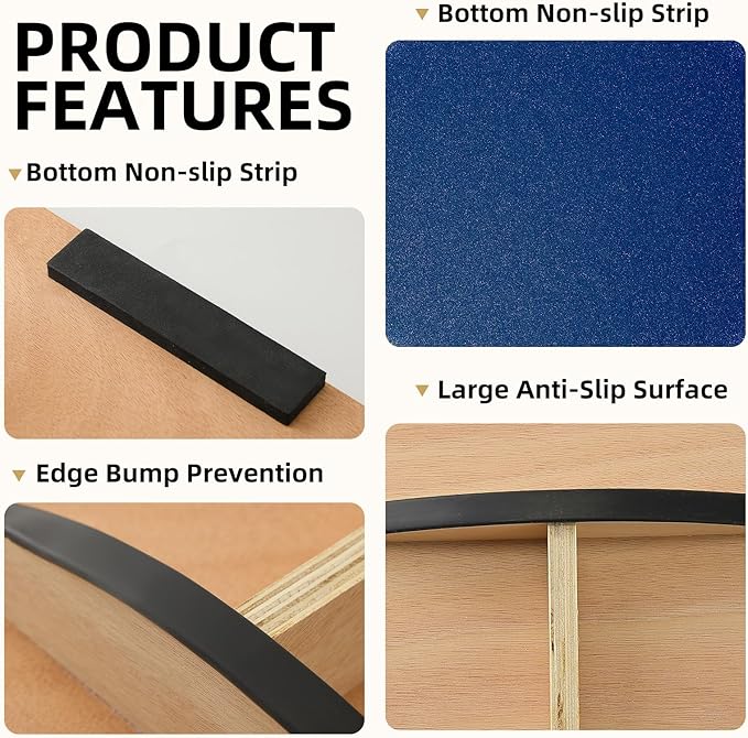 Juoe Balance Board Wobble Board for Adults and Kids - Anti-Slip 350LBS Balance Board for Physical Therapy,Balance Training,Posture Correction,Standing Desk Core Strength Wooden Balance Rocker Board