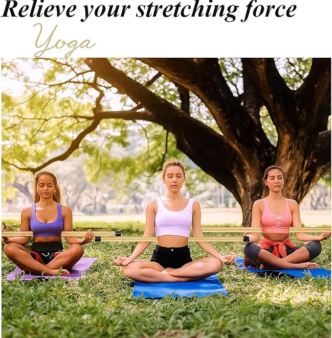 Hiboom 6/9 Pcs 5ft Yoga Stick Natural Bamboo Black Exercise Stick with Non-Slip Rubber Ends Stretching Tool Posture Corrector Stretch Tool for Flexibility, Workout, Balance Fitness