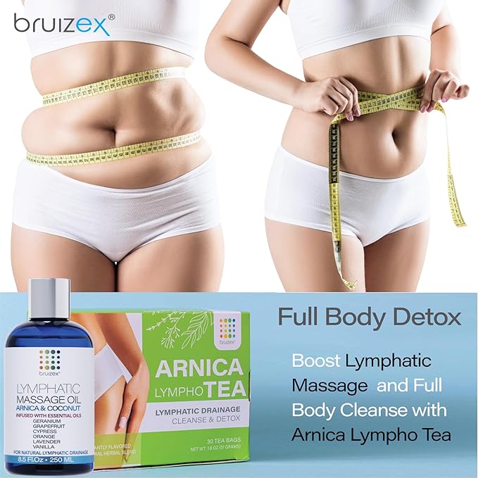 Bruizex Lymphatic Drainage Massage Oil with Arnica Oil & Coconut for Post Surgery Recovery & Lymphatic Drainage Massager, Liposuction, 360 Lipo, BBL, Tummy Tuck Procedure, Moisturizing Formula, 8.5 Oz