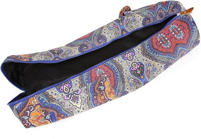 Canvas Yoga Mat Bag with Adjustable Strap & Pockets, Full-Zip Travel Gym Tote for Women & Men, Fits 1/4" & 1/3" Thick Mats, Lightweight Carrier for Yoga, Studio, Workout, Outdoor Use