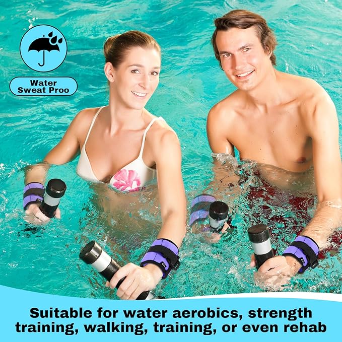 2 Pairs Ankle Wrist Weights for Land or Aquatic Exercise Aqua Cuffs Aqua Aerobics Fitness Bands for Ankle and Wrist Adjustable Weights for Swimming Pool Workout Equipment
