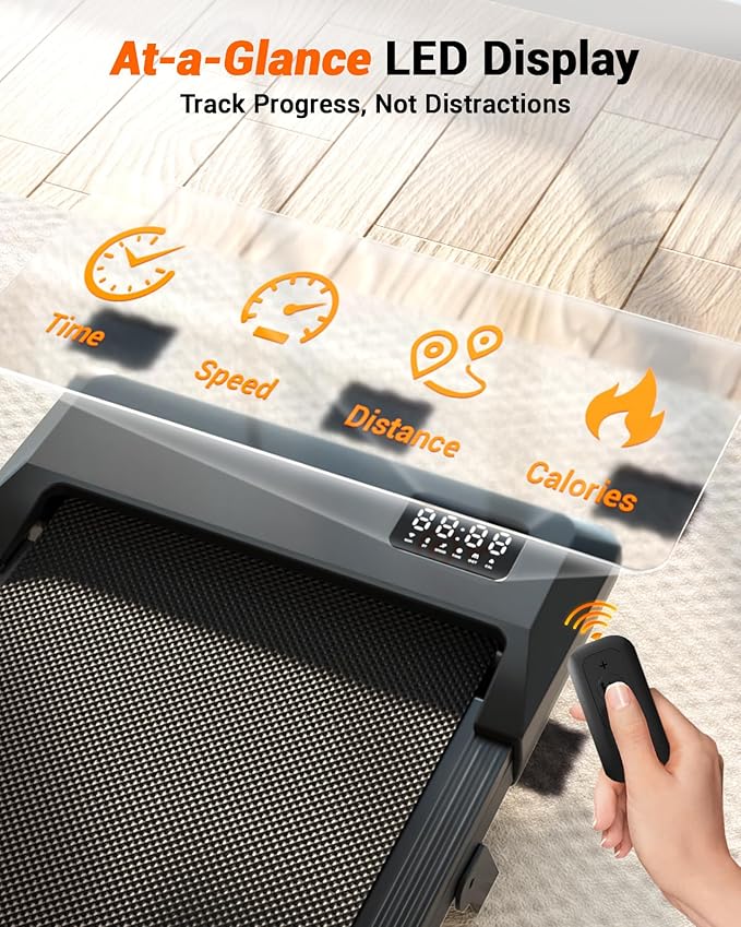 Walking Pad,6% Manual Incline Walking Pad Treadmill,Under Desk Treadmill for Home Office, with App & Remote,2.5HP Quiet,LED Display,300 lbs Capacity