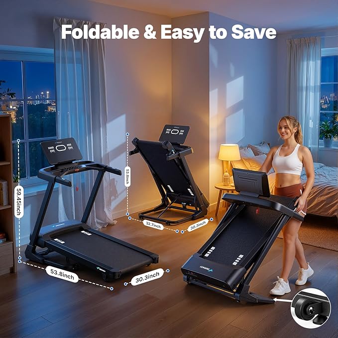 MERACH Treadmill with 15/18% Auto Incline, 55"/47"x18"/19" Wide Belt Treadmills, 0.5-8.7MPH/10MPH 3.5HP Brushless Incline Treadmill for Home, 350LBS Foldable Treadmills with Screen & APP & Heart Rate