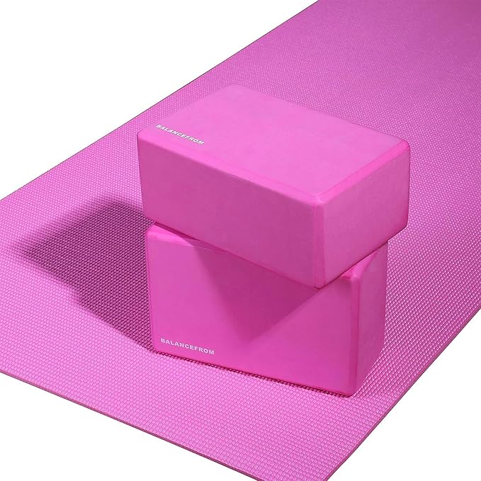 Signature Fitness All Purpose 0.25 Inch Thick High Density No Tear Exercise Yoga Mat with Strap & Lightweight Features for Indoor & Outdoor Use, Pink