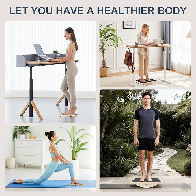 Rocker Board for Physical Therapy | Professional Adult Balance Board | Anti-Slip Wood Standing Desk Balance Board for Core Strength, BAPS & Slack Board Alternative (Suitable for Men & Women)