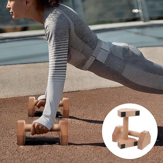 Milisten Wooden Push up Bars Set, 25cm Beech Wood Push-up Stands for Men, Calisthenics Fitness Accessory, Indoor and Outdoor Strength Training Equipment