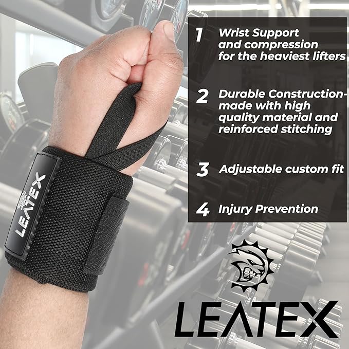 Weight Lifting Wrist Wraps 18" Wrist Support with Heavy Duty Thumb Loop - Best Gym Wrist Wraps for Powerlifting Competition, Strength Training, Bodybuilding - for Men & Women
