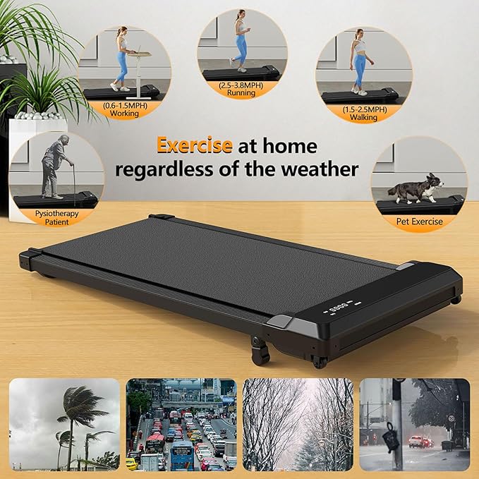 Walking Pad Treadmill with Incline,Under Desk Treadmill with Incline 2 in 1 for Walking and Jogging,2.5HP Compact Incline Walking Pad for Home Office with Remote Control